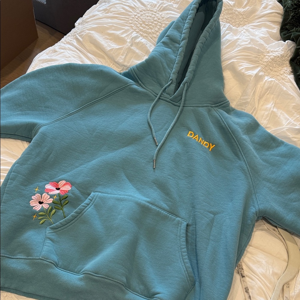 Teal Women's Hoodie with Floral Design